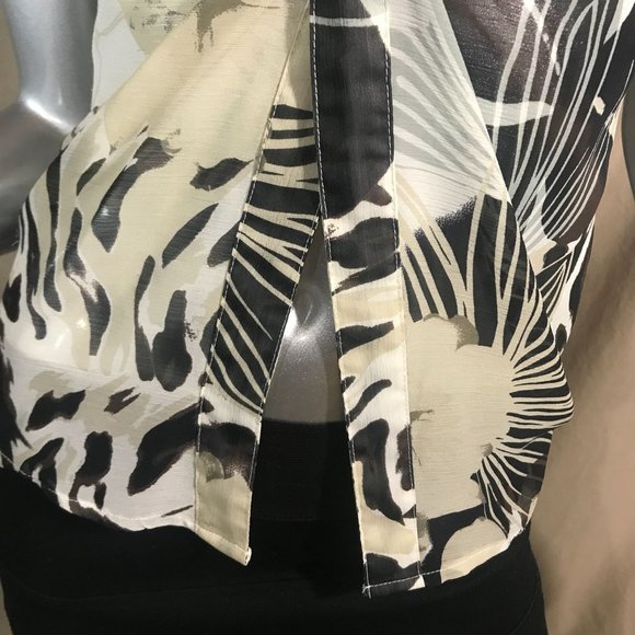 M.K.M Designs Women's Small Y2K Semi Sheer Crop Belly Relieving Blouse V Neck To - Picture 5 of 15